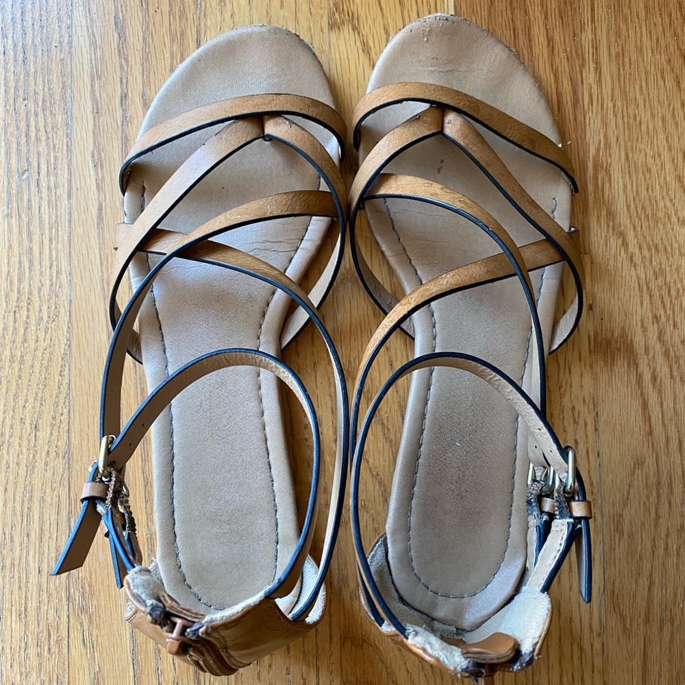 Brown Strappy Flat Sandals
